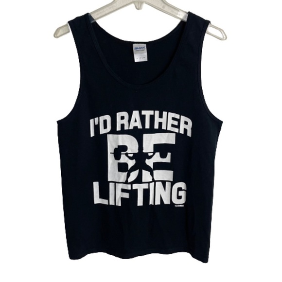 Men’s Gildan I’d Rather Be Lifting Black Muscle Tank Top Size Small! - Picture 5 of 5
